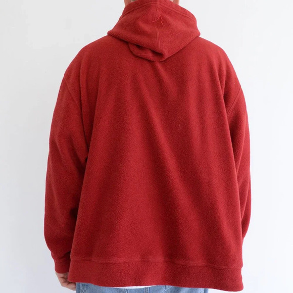 Vintage 90S Old Navy Red Fleece Hooded Pullover Sweatshirt Size 2XL - Picture 2 of 10